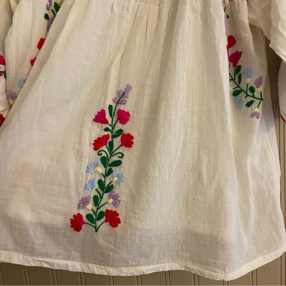 Designer “La Marina” Embroidered Mexican Blouse By Siren 10% Cotton Women’s M-L - Picture 4 of 9